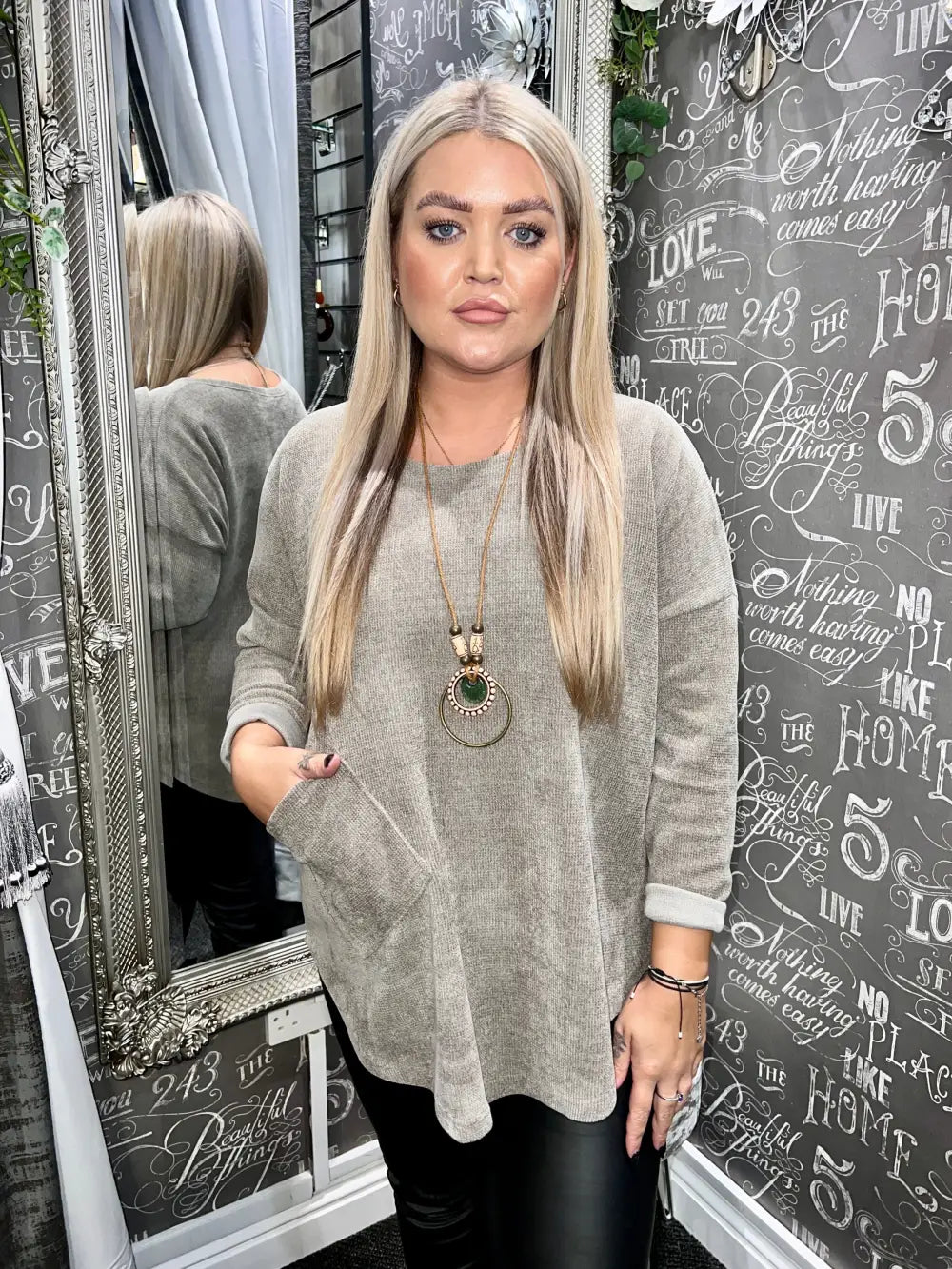 Rosie Chenille Necklace Top MOCHA