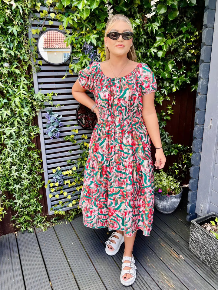 Ruby Midi Dress RED/GREEN