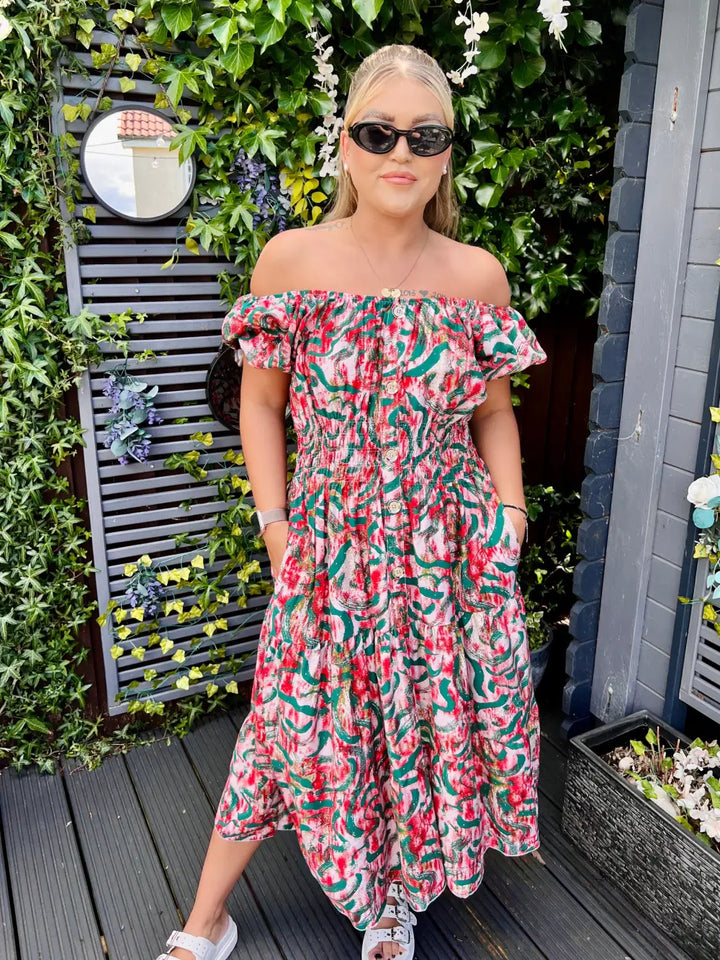 Ruby Midi Dress RED/GREEN