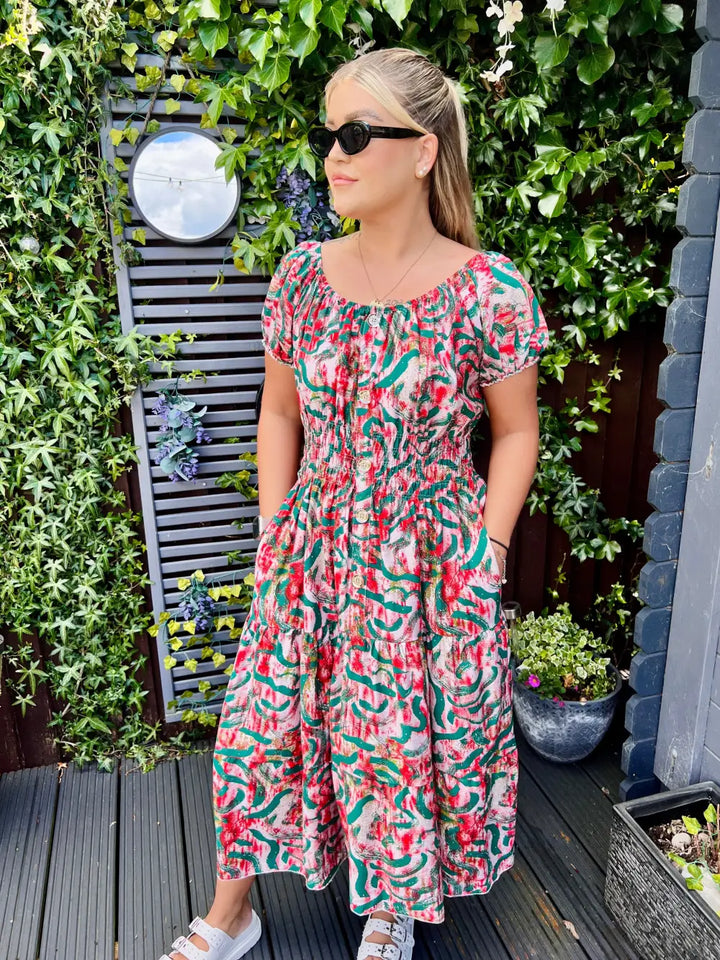 Ruby Midi Dress RED/GREEN