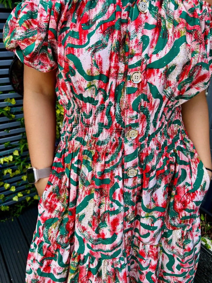 Ruby Midi Dress RED/GREEN