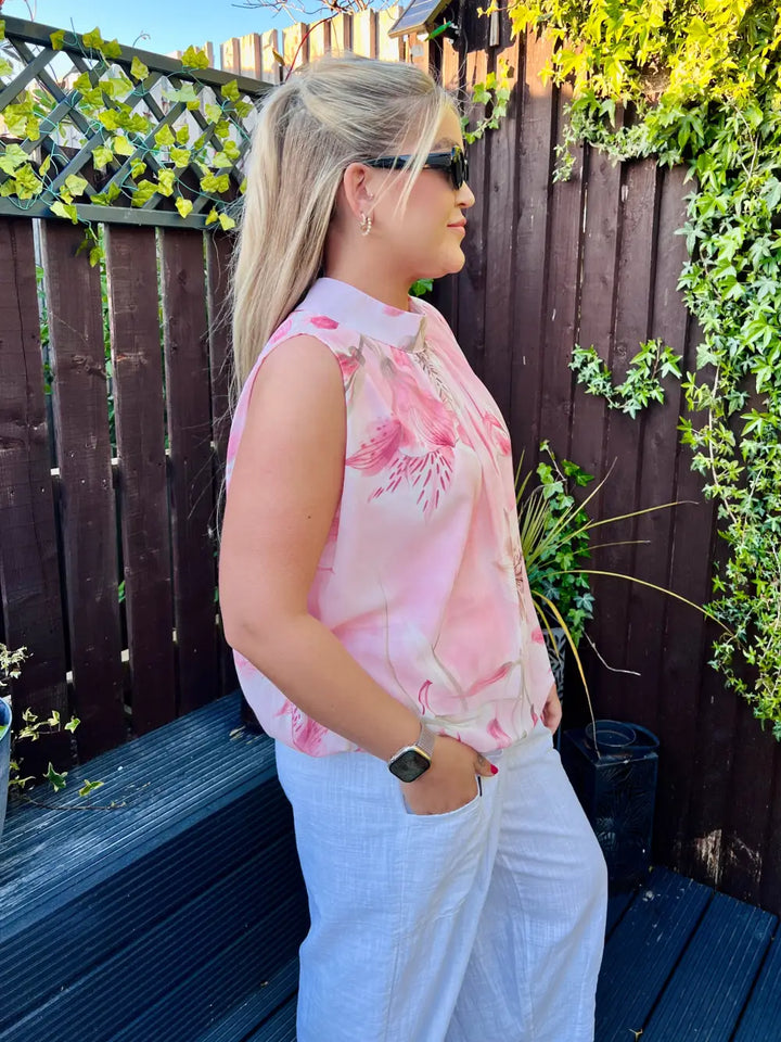 Rylee Halterneck Floral Blouse BLUSH