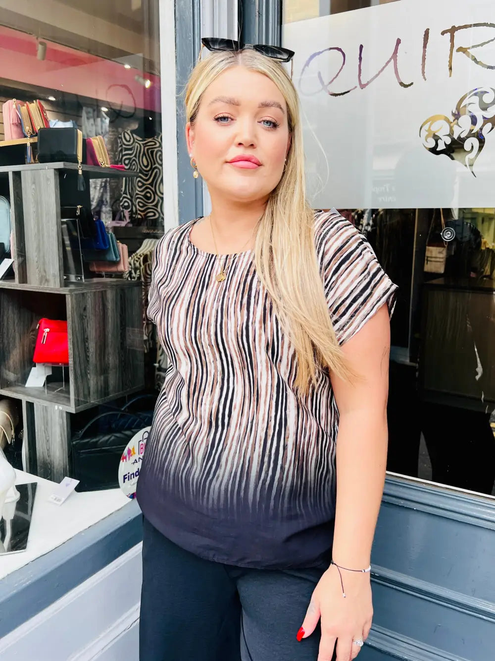 Sabeena Ombre Stripe Top BLACK/BROWN