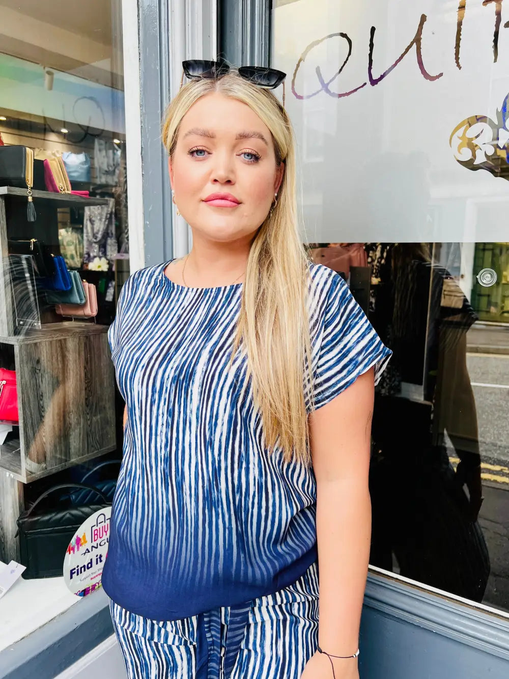 Sabeena Ombre Stripe Top NAVY