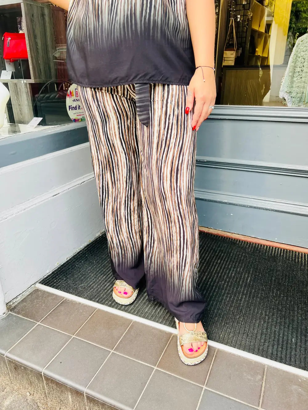 Sabeena Ombre Stripe Trousers BLACK/BROWN