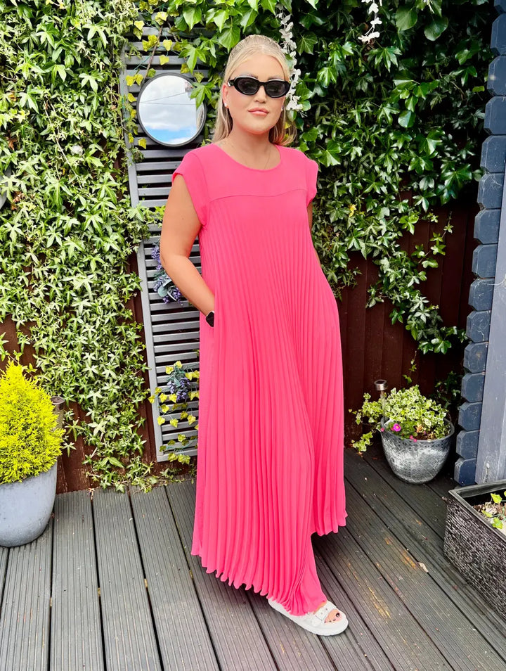 Safira Pleated Maxi Dress BUBBLEGUM PINK