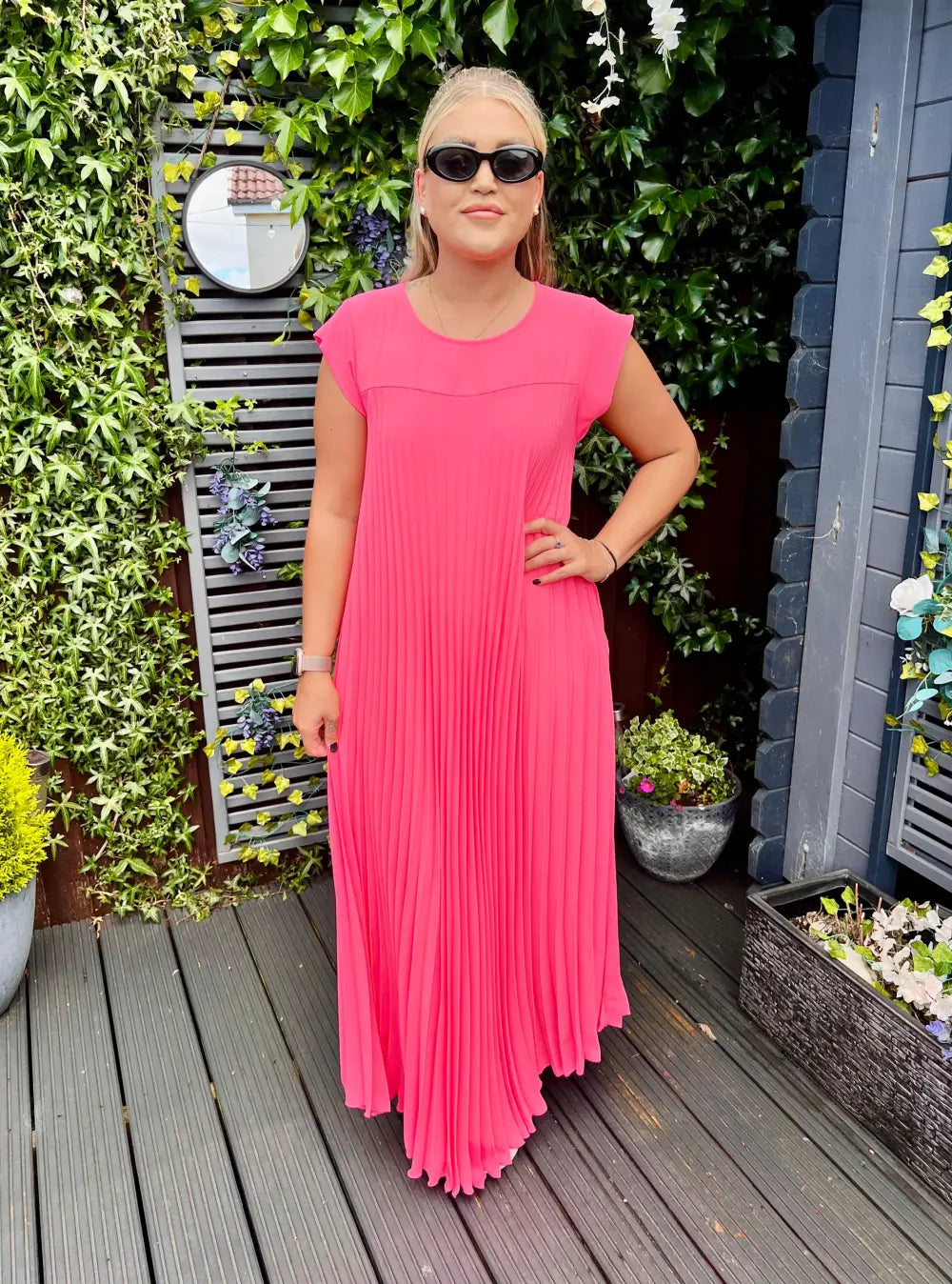 Safira Pleated Maxi Dress BUBBLEGUM PINK