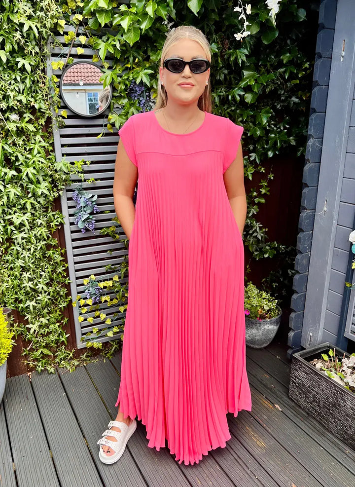 Safira Pleated Maxi Dress BUBBLEGUM PINK