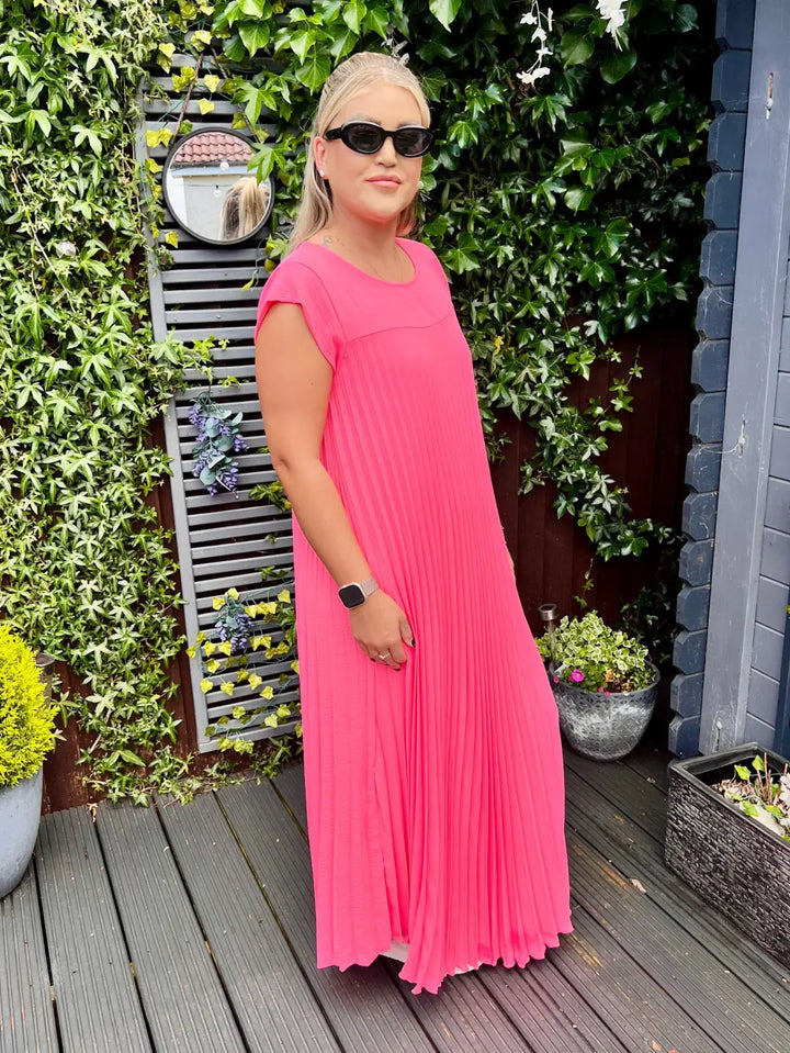 Safira Pleated Maxi Dress BUBBLEGUM PINK
