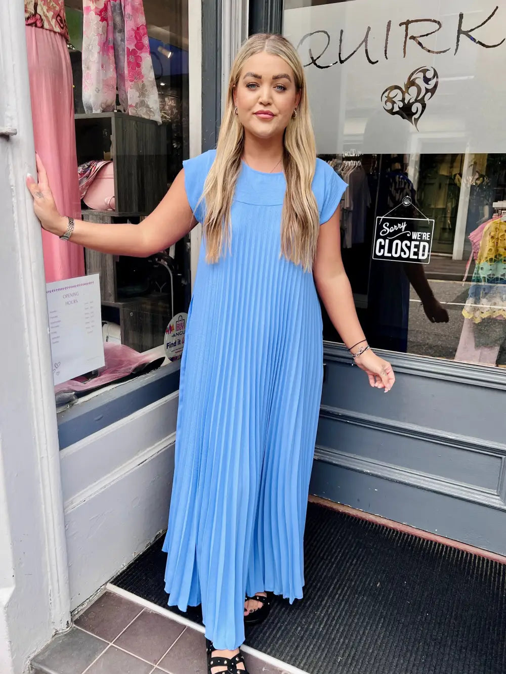 Safira Pleated Maxi Dress LIGHT BLUE