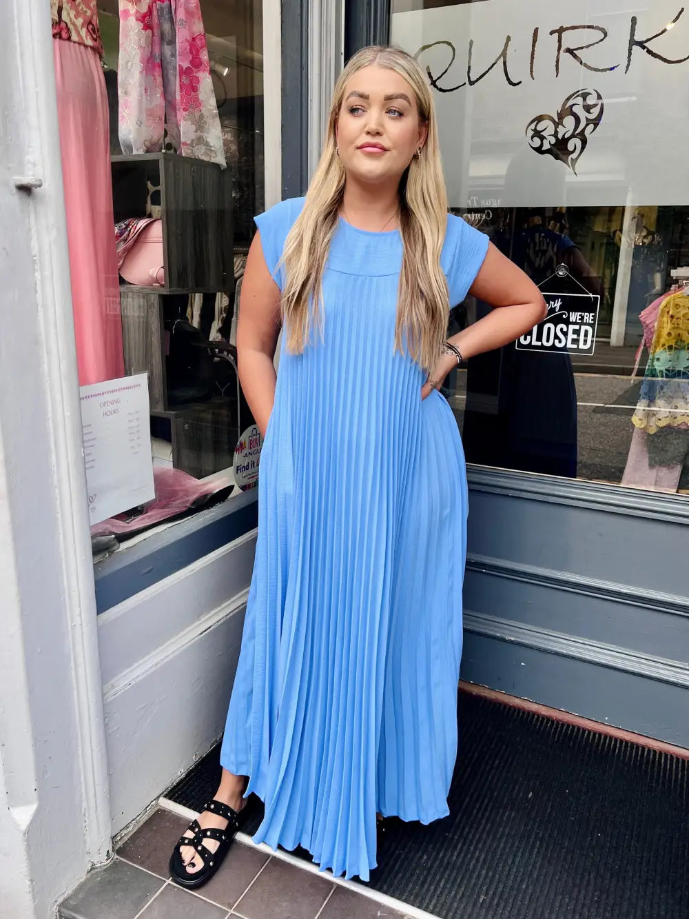 Safira Pleated Maxi Dress LIGHT BLUE