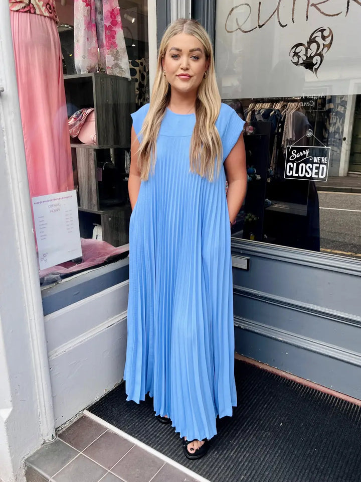 Safira Pleated Maxi Dress LIGHT BLUE