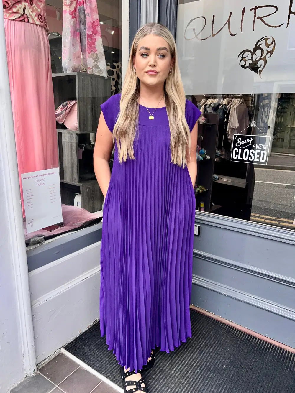 Safira Pleated Maxi Dress PURPLE