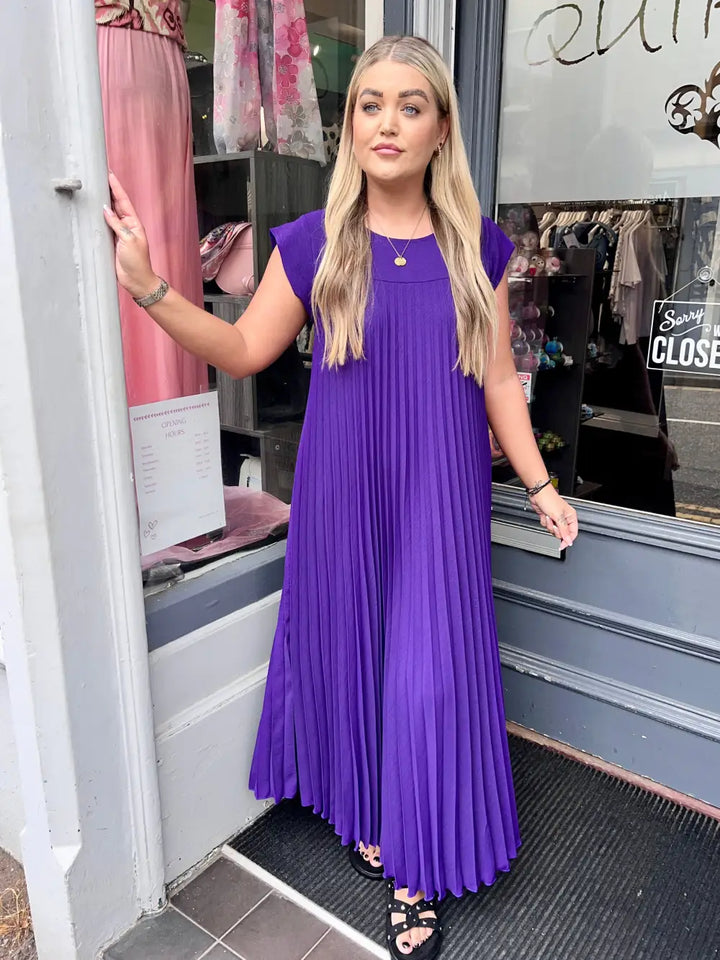 Safira Pleated Maxi Dress PURPLE