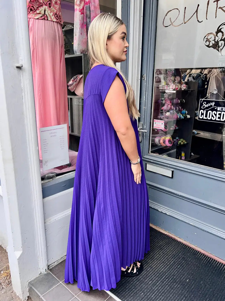 Safira Pleated Maxi Dress PURPLE