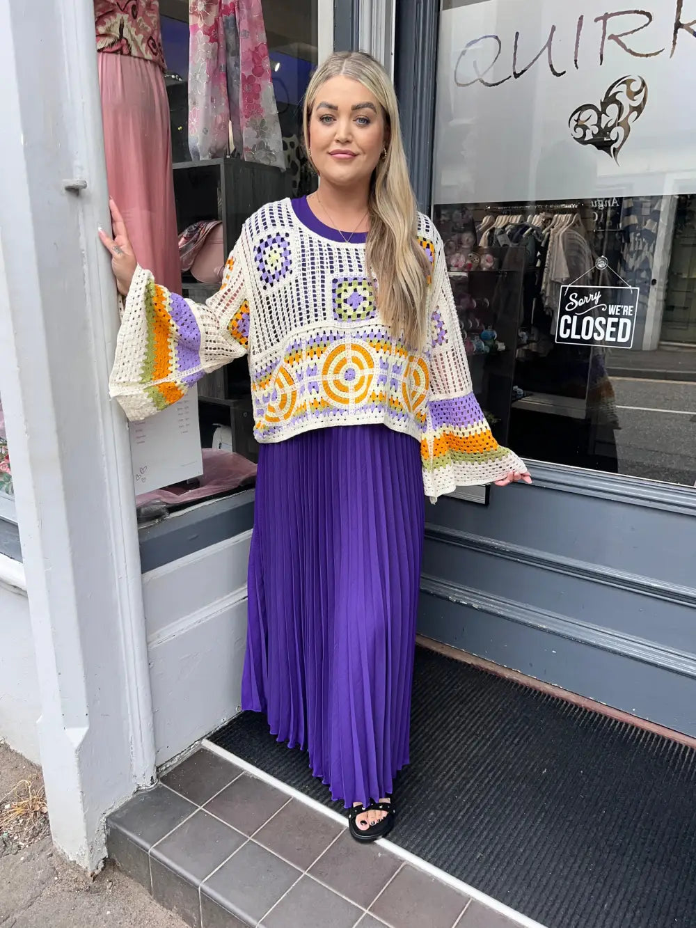 Safira Pleated Maxi Dress PURPLE