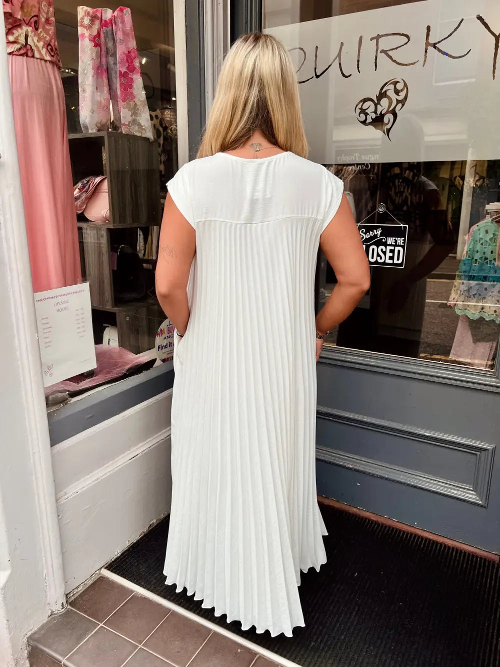 Safira Pleated Maxi Dress WHITE