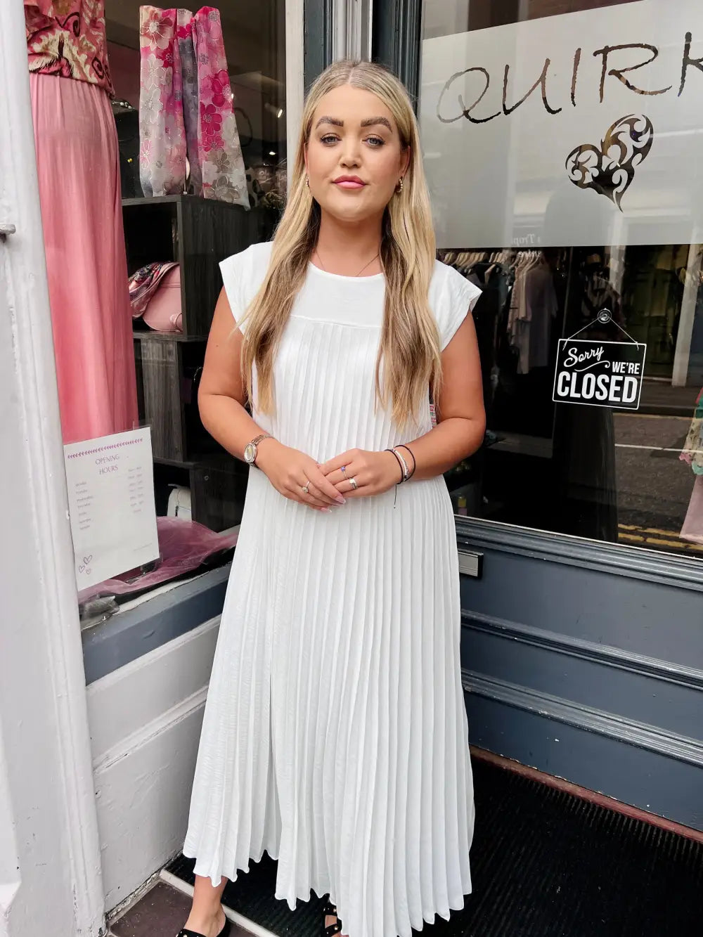 Safira Pleated Maxi Dress WHITE