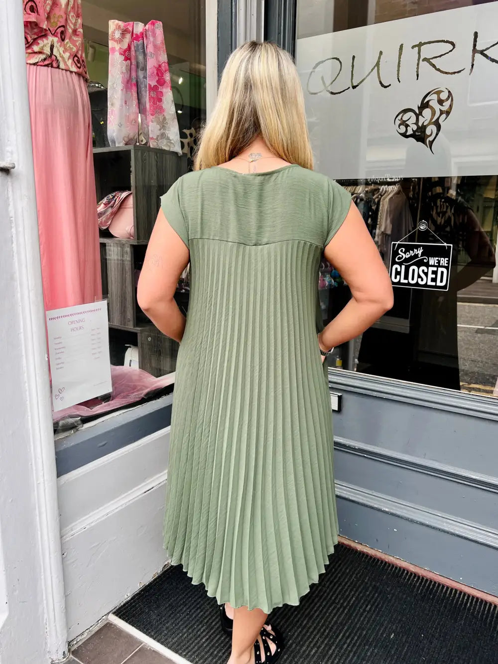 Safira Pleated Midi Dress KHAKI