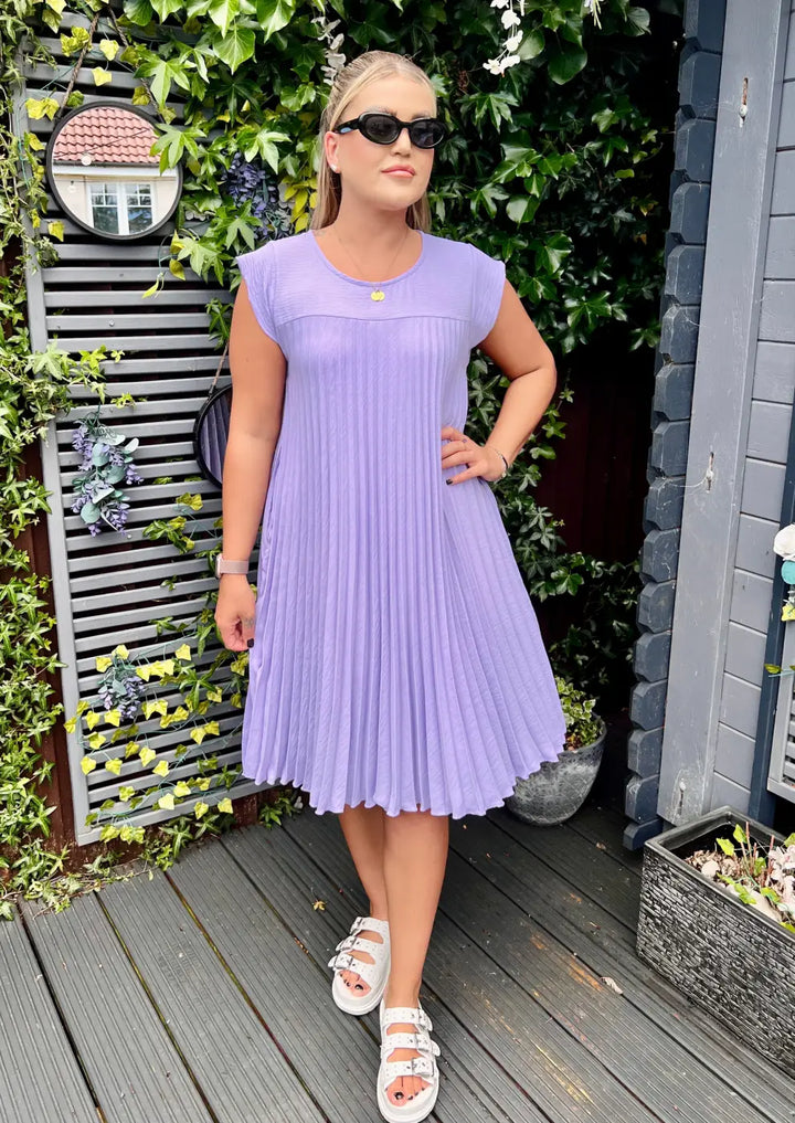 Safira Pleated Midi Dress LILAC