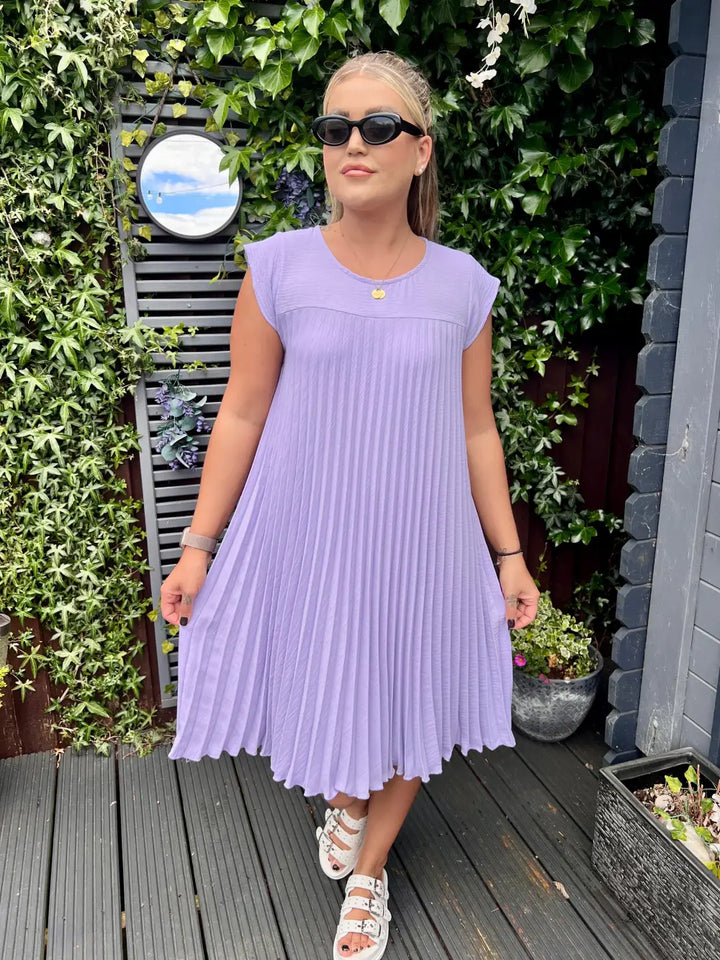 Safira Pleated Midi Dress LILAC