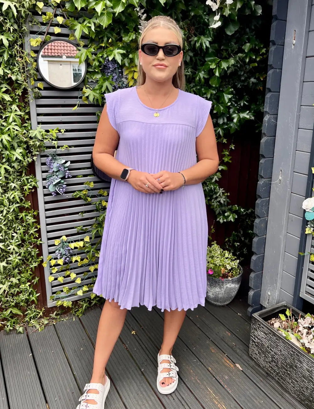 Safira Pleated Midi Dress LILAC