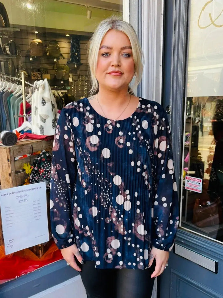 Sasha Chiffon Pleated Blouse NAVY