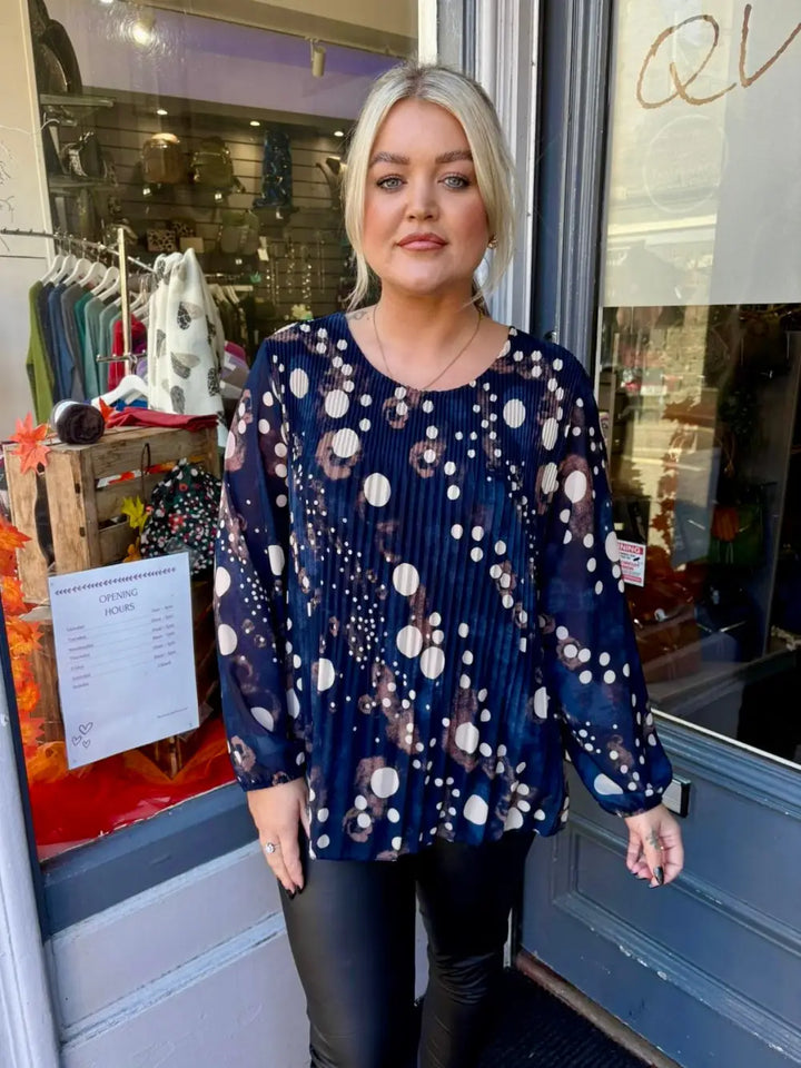 Sasha Chiffon Pleated Blouse NAVY