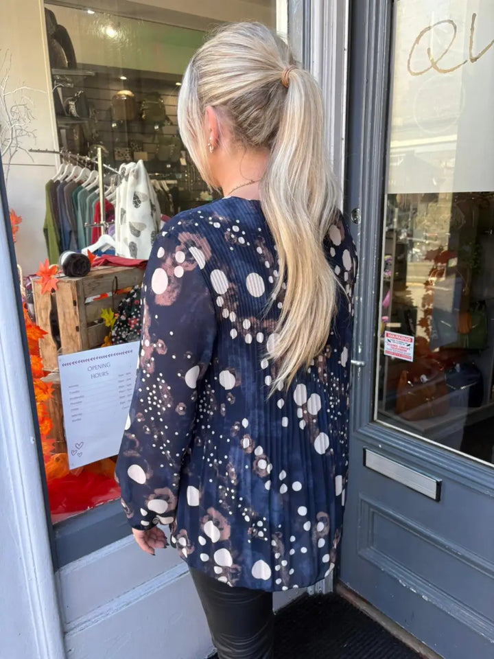 Sasha Chiffon Pleated Blouse NAVY