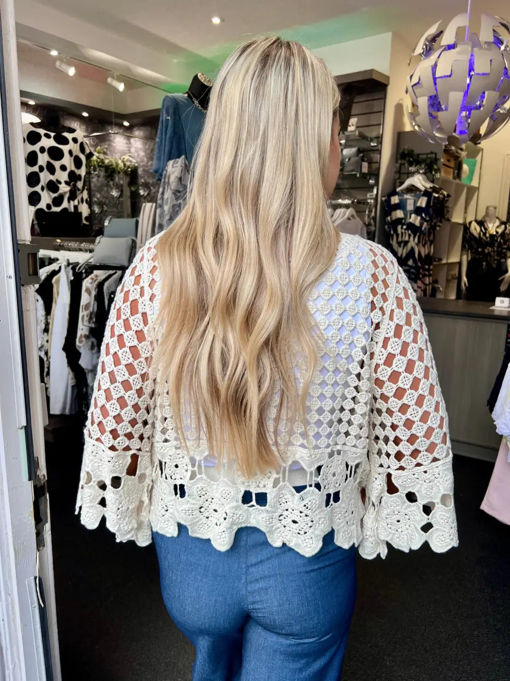 Sasha Crochet Tie Front Cardigan CREAM