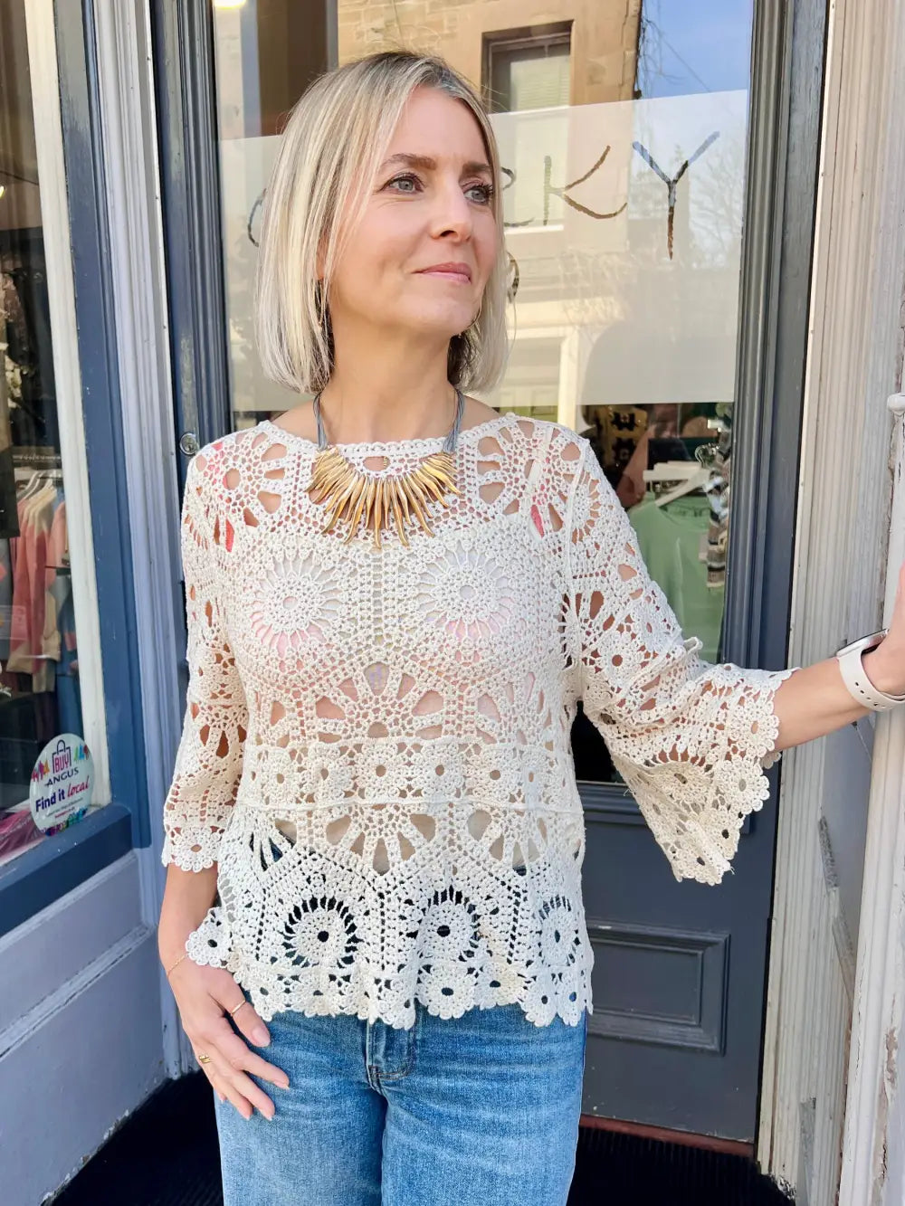 Saskia Crochet With Vest BEIGE