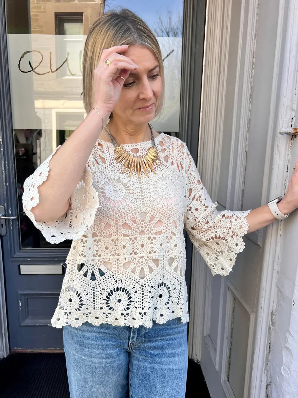 Saskia Crochet With Vest BEIGE