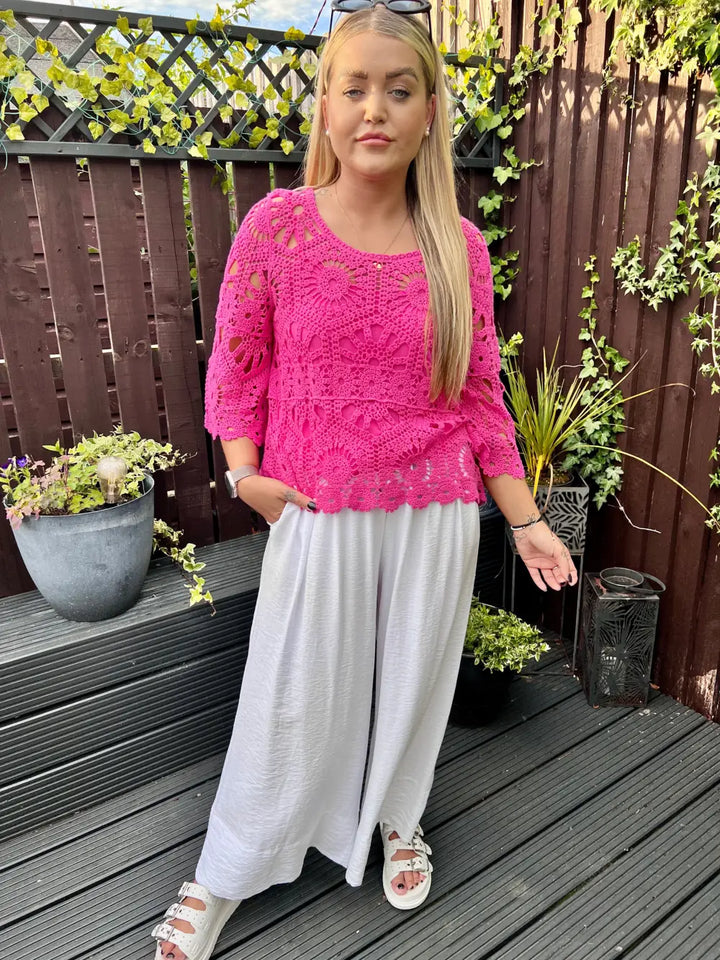 Saskia Crochet With Vest CERISE
