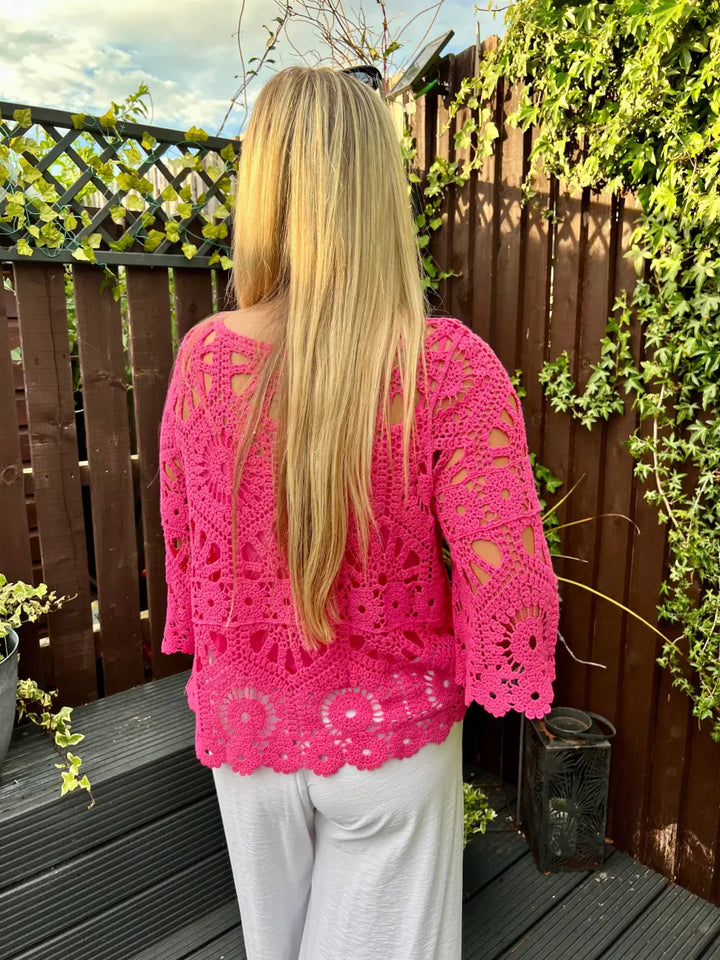 Saskia Crochet With Vest CERISE