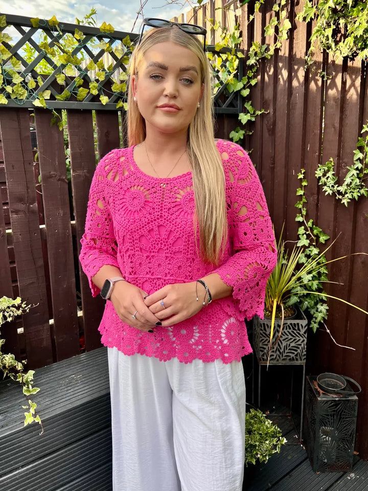 Saskia Crochet With Vest CERISE