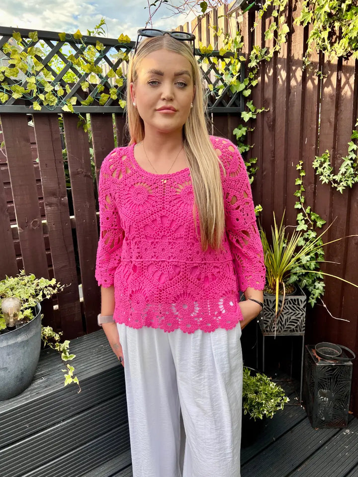 Saskia Crochet With Vest CERISE