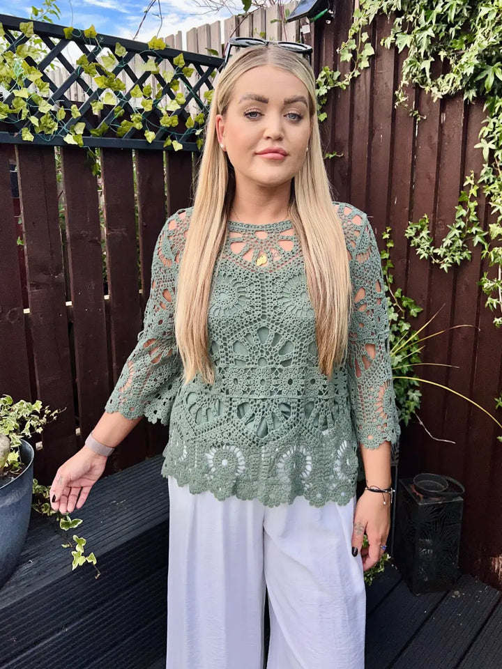 Saskia Crochet With Vest KHAKI