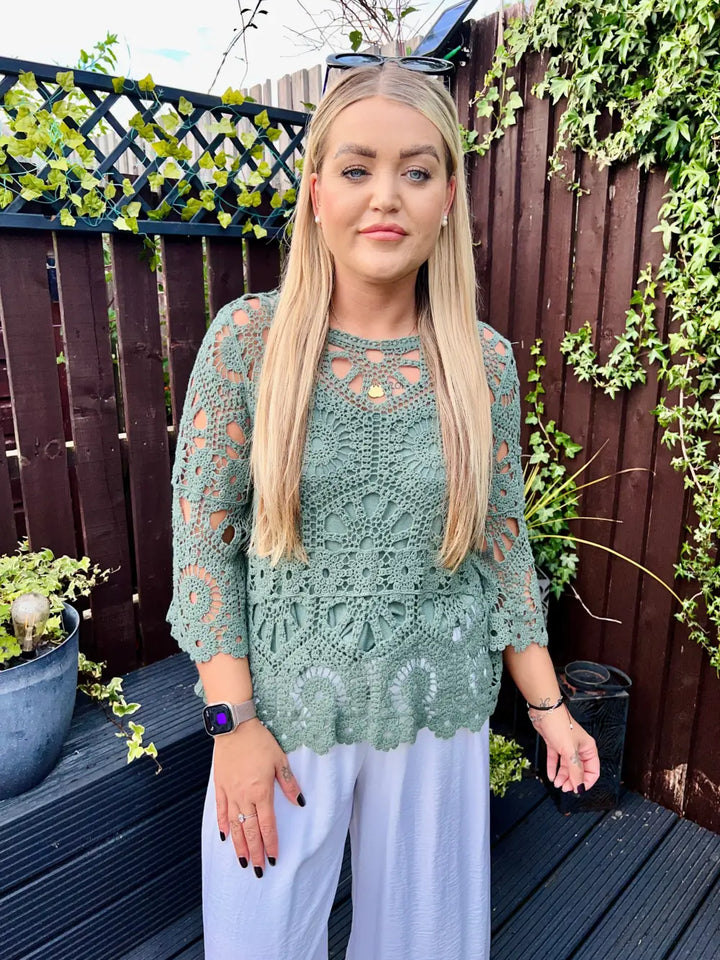 Saskia Crochet With Vest KHAKI
