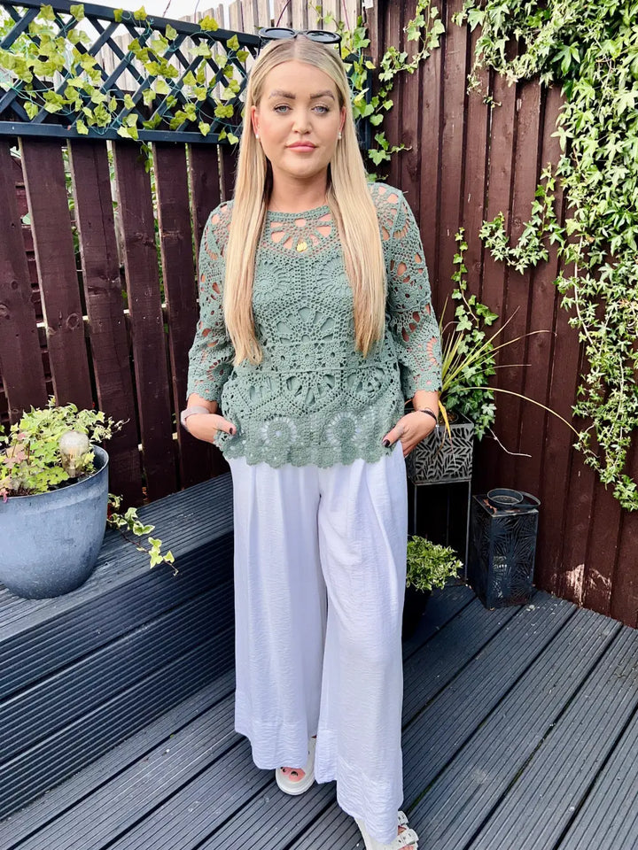 Saskia Crochet With Vest KHAKI