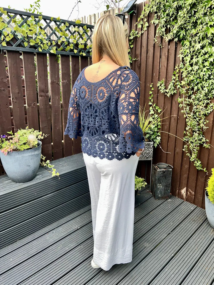 Saskia Crochet With Vest NAVY