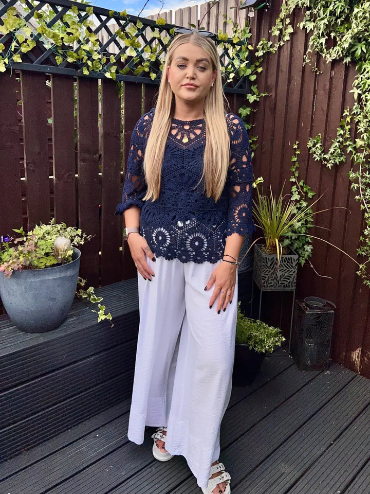 Saskia Crochet With Vest NAVY