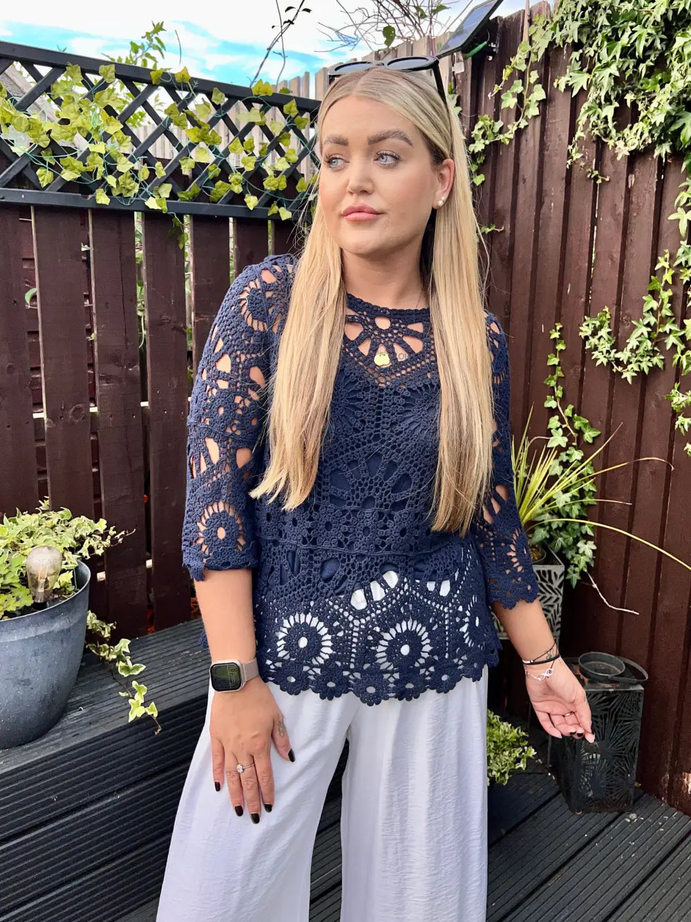 Saskia Crochet With Vest NAVY