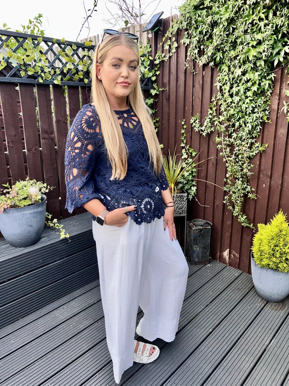 Saskia Crochet With Vest NAVY