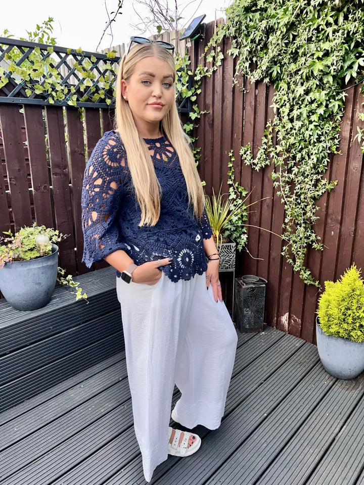 Saskia Crochet With Vest NAVY