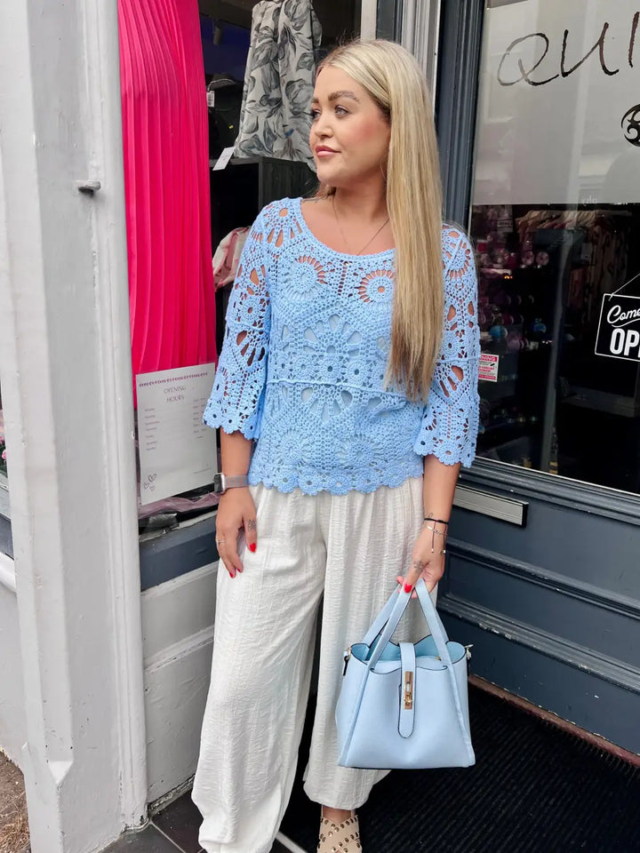 Saskia Crochet With Vest PALE BLUE