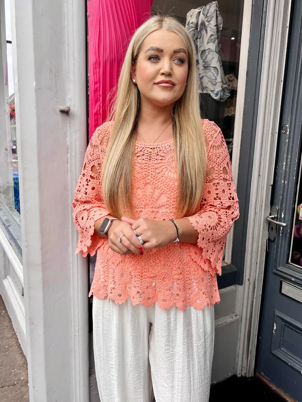 Saskia Crochet With Vest PEACH