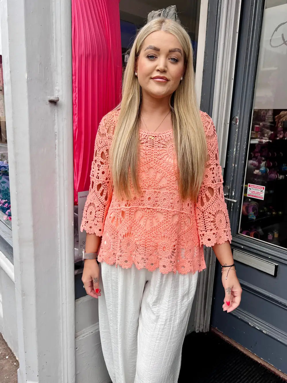 Saskia Crochet With Vest PEACH