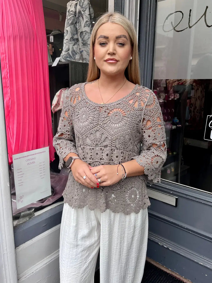 Saskia Crochet With Vest TAUPE