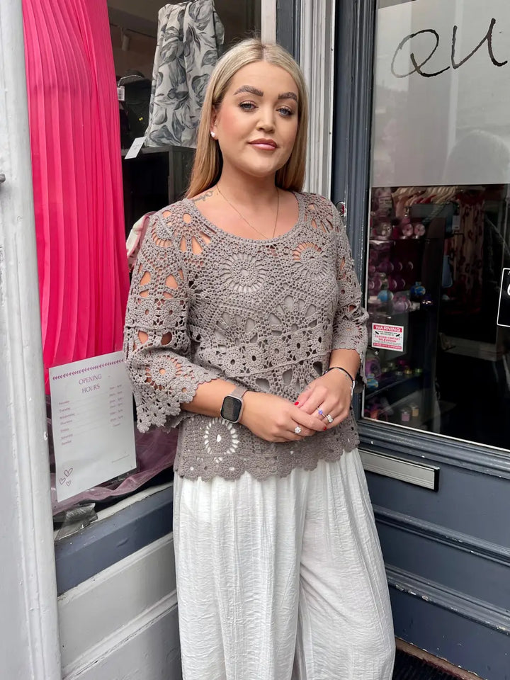 Saskia Crochet With Vest TAUPE