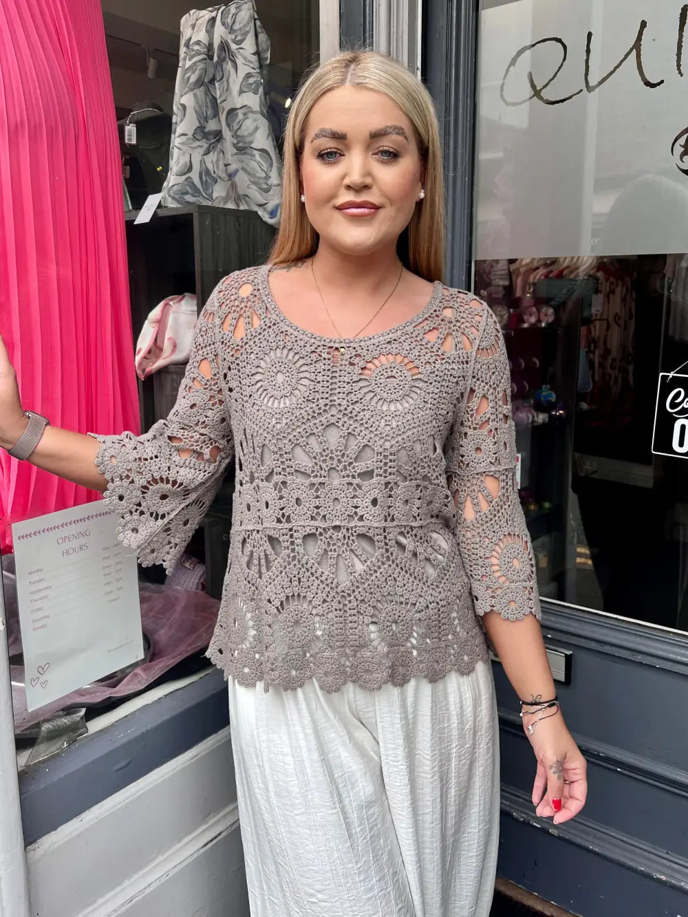 Saskia Crochet With Vest TAUPE